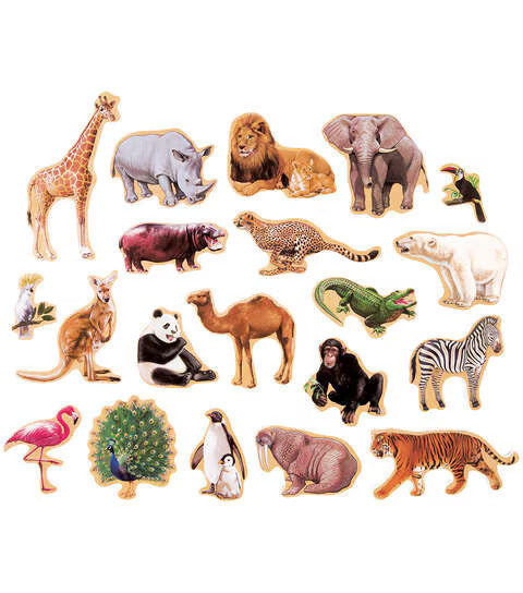 TS SHURE 20PC MAGNAFUN WOODEN MAGNETIC WILD ANIMALS