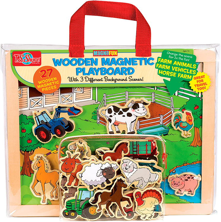 TS SHURE WOOD MAGNET PLAYBOARD: FARM ANIMALS/ FARM VEHICLES/ HORSES