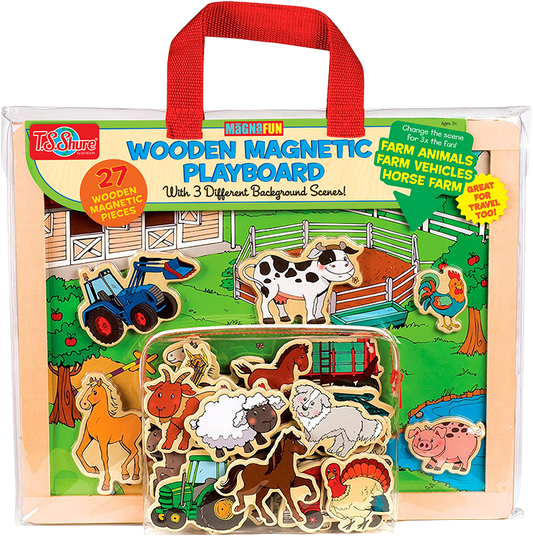 TS SHURE WOOD MAGNET PLAYBOARD: FARM ANIMALS/ FARM VEHICLES/ HORSES