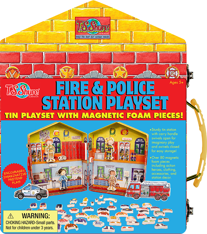 LIVRE POP-UP ET MAISON DE JEU - 4 TITRES : CASERNE DE POMPIERS, CHÂTEAU, FERME, ÉCOLE