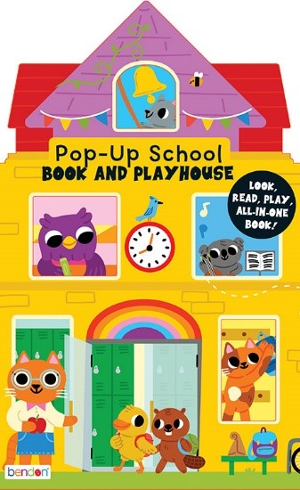 LIVRE POP-UP ET MAISON DE JEU - 4 TITRES : CASERNE DE POMPIERS, CHÂTEAU, FERME, ÉCOLE