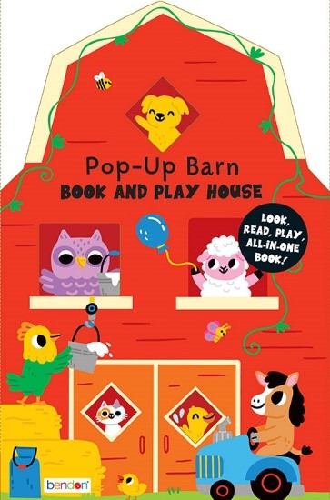 POP-UP BOOK AND PLAYHOUSE - 4 TITLES: FIRE STATION, CASTLE, FARM, SCHOOL